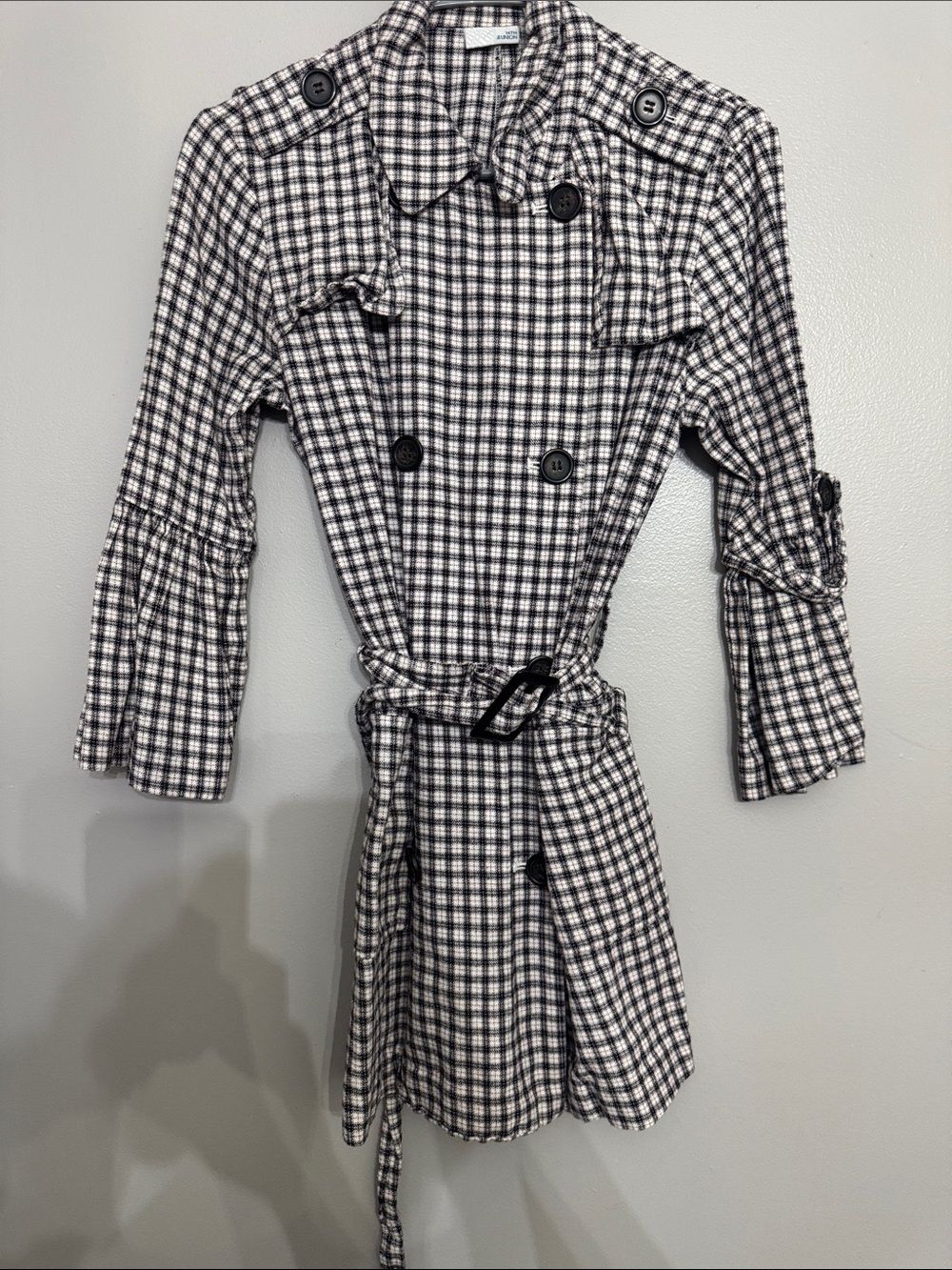 14th & Union Black and White Gingham Trench Dress